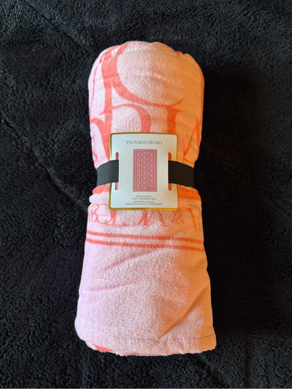Victoria's Secret Coral-Pink Patterned Beach Towel
